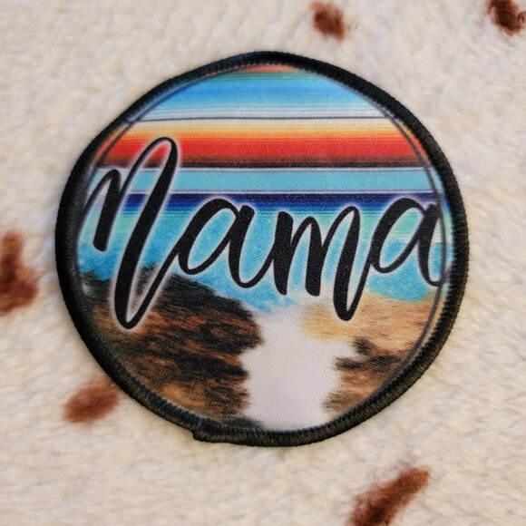 Mama Western Sublimation DYI Fabric Hat Patch Glue Iron On Sew Hat Patch - Picture 4 of 5